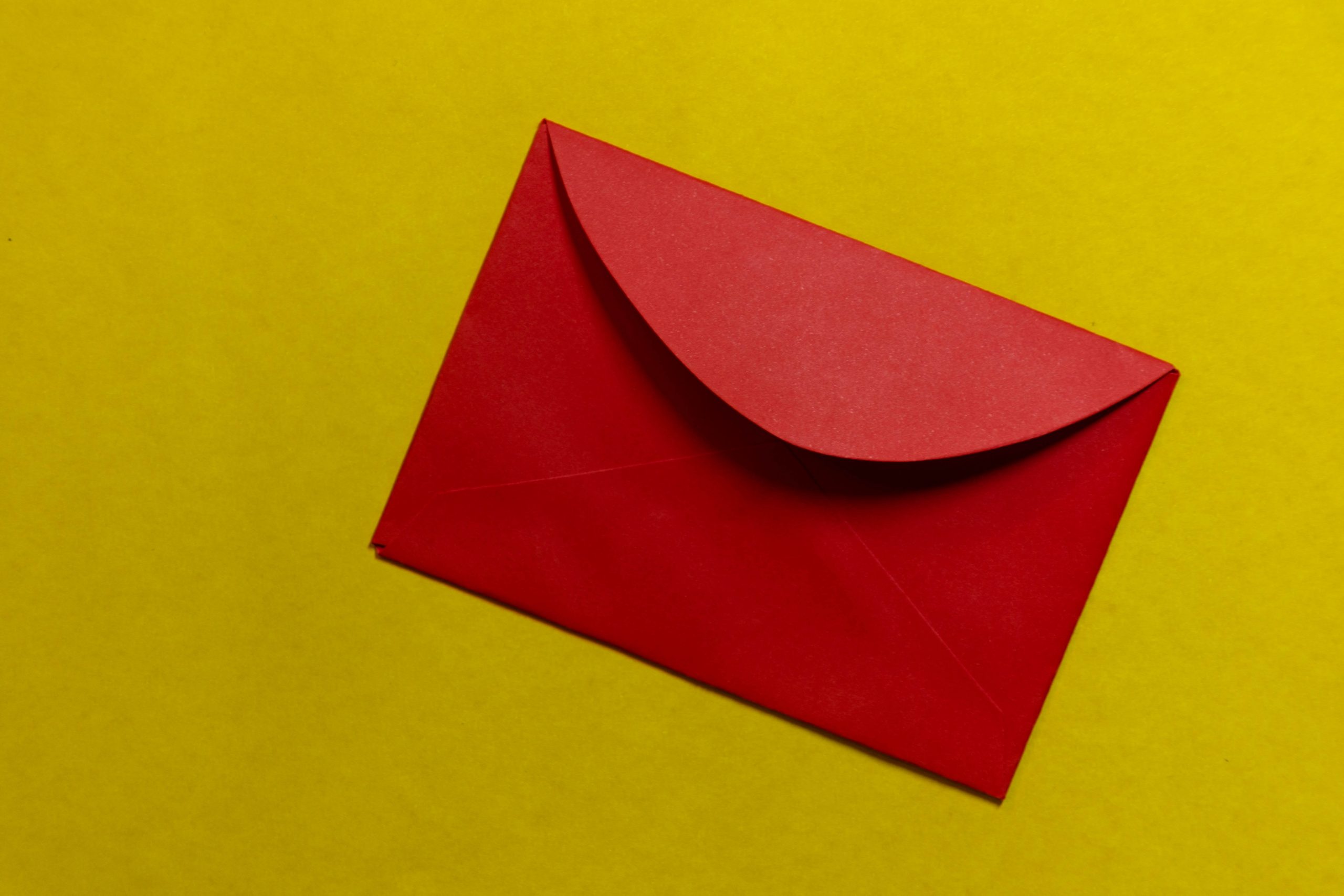 Red envelope on a yellow background